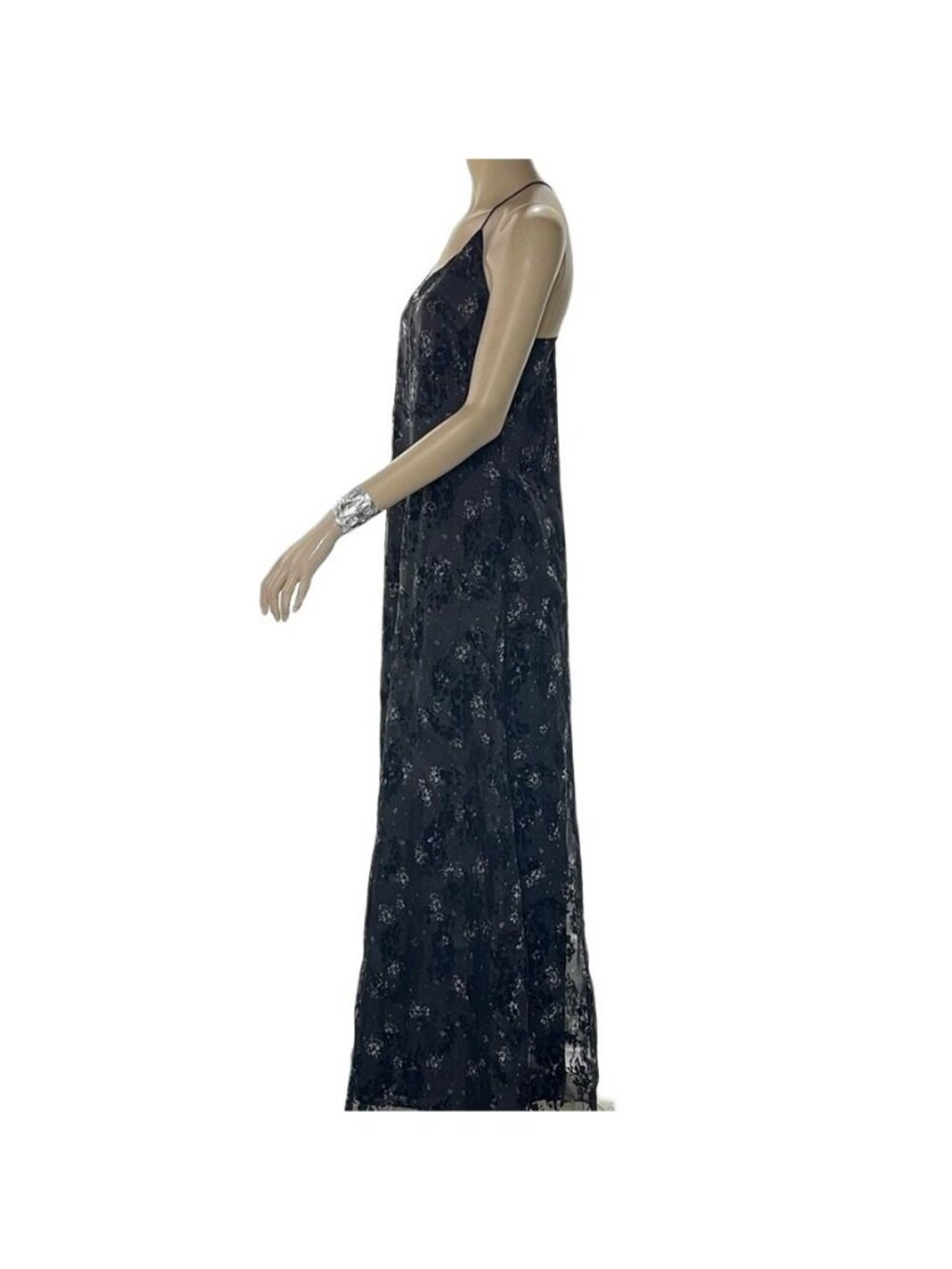 Sugar + Lips Black Lace Maxi Dress S Sleeveless V-Neck Back Detail New - Picture 15 of 16